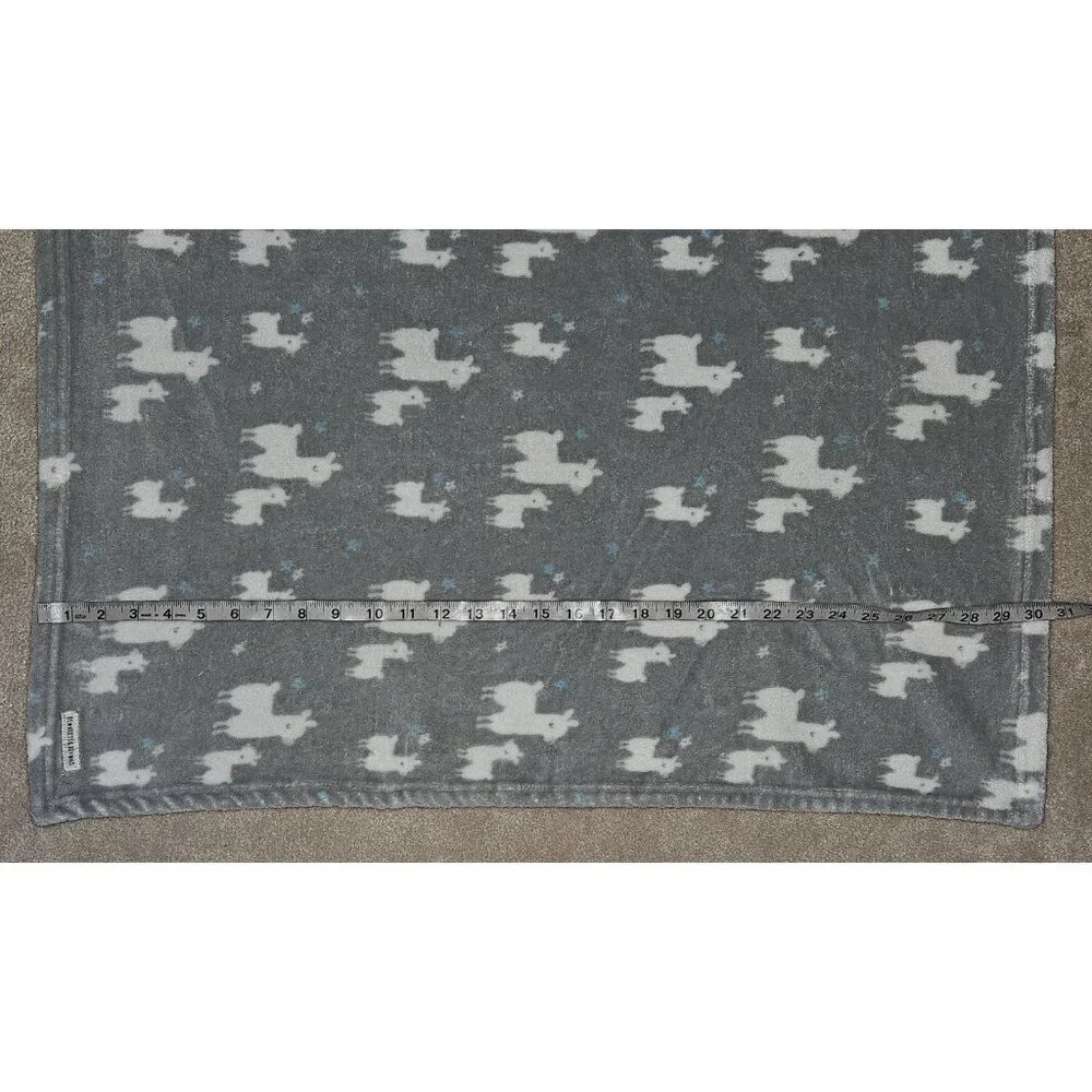 Blankets & Beyond Llama Alpaca Fleece Baby Blanket Gray White 26x30